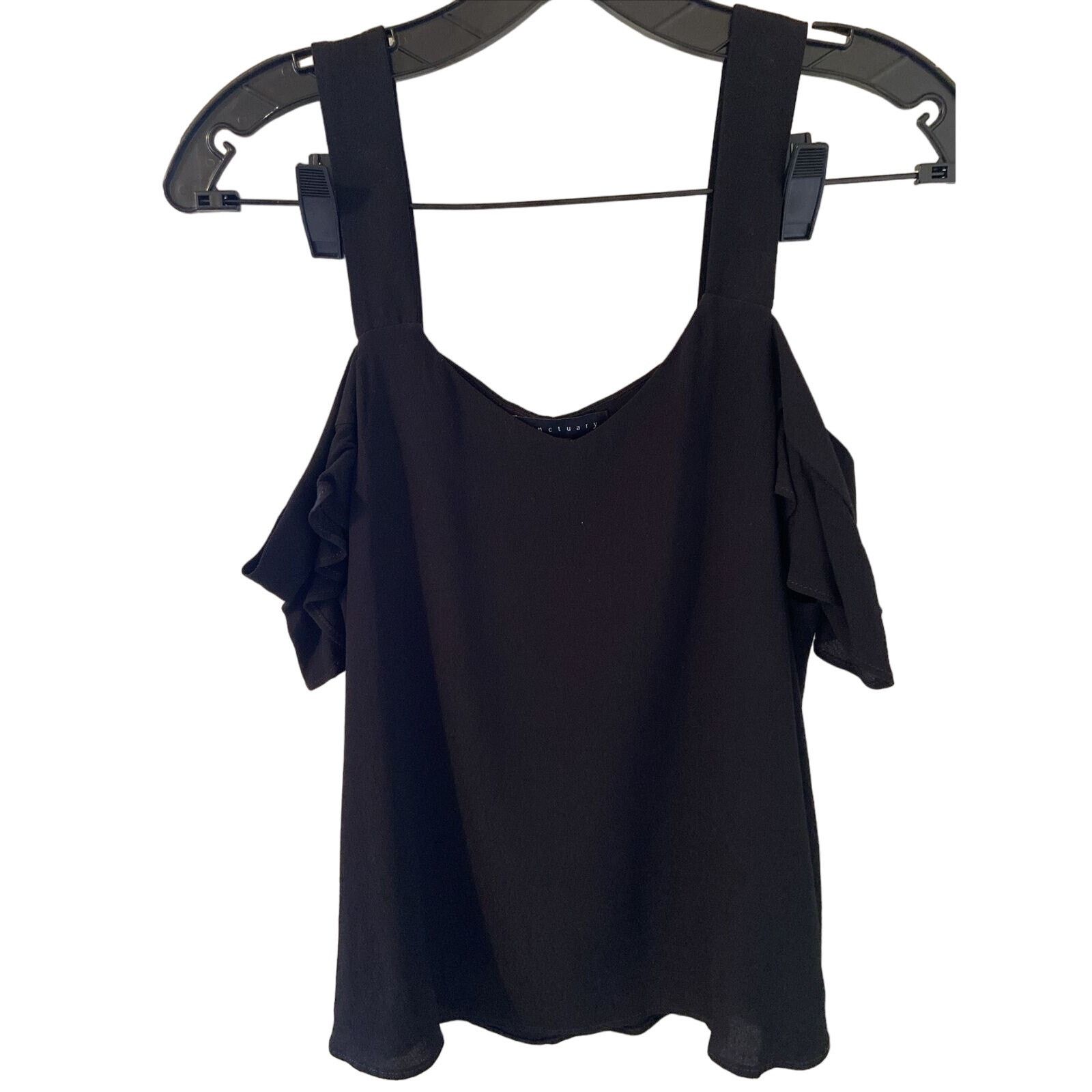 Sanctuary Sanctuary Off Shoulder Top Blouse Black XS Ruffle Sleeve Size XS / US 0-2 / IT 36-38 - 1 Thumbnail