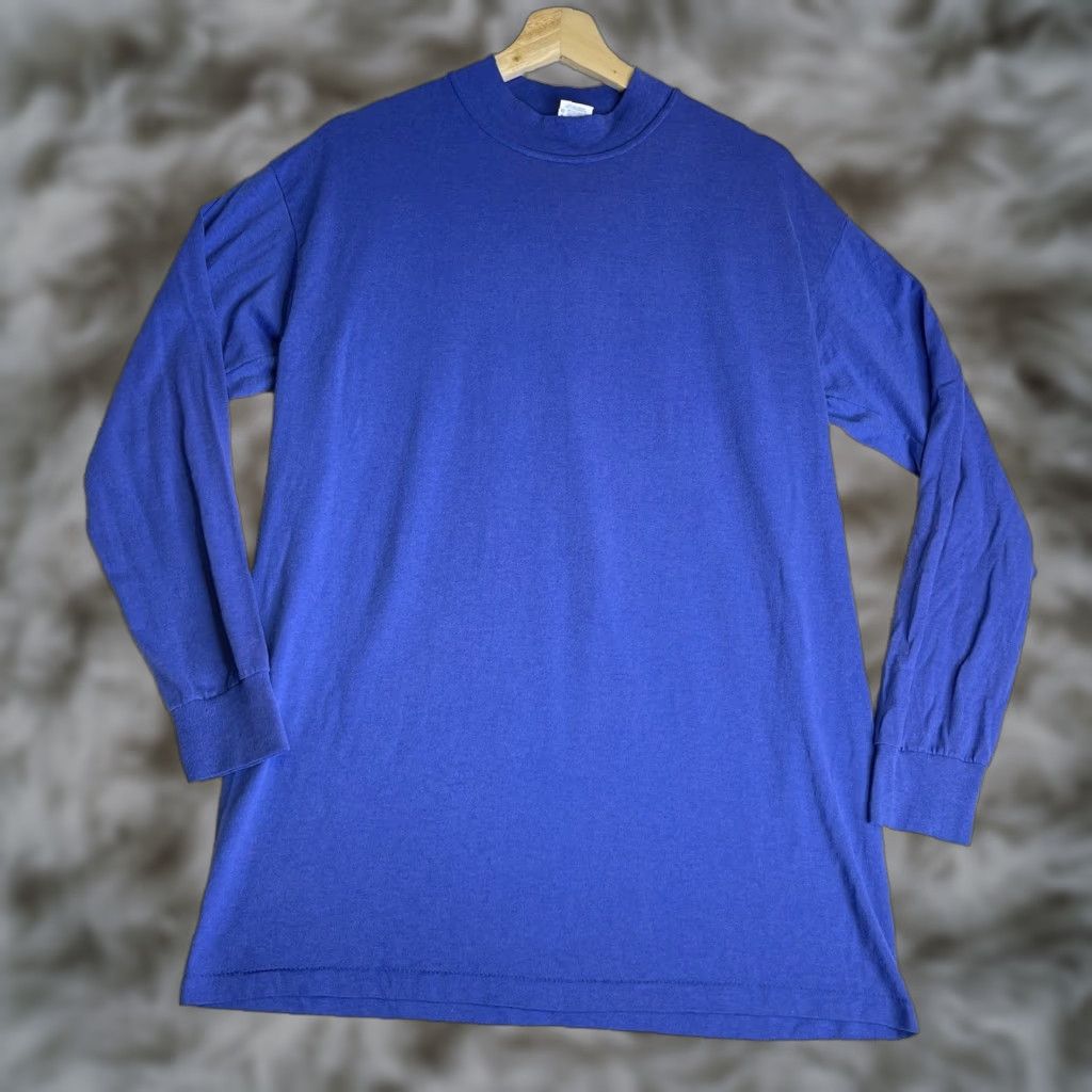 Vintage VINTAGE Duke T-Shirt Adult Large Blue Long Sleeve Mock Neck 90s USA Made Mens Retro 80s 90s T-Shirt Size US L / EU 52-54 / 3 - 1 Thumbnail