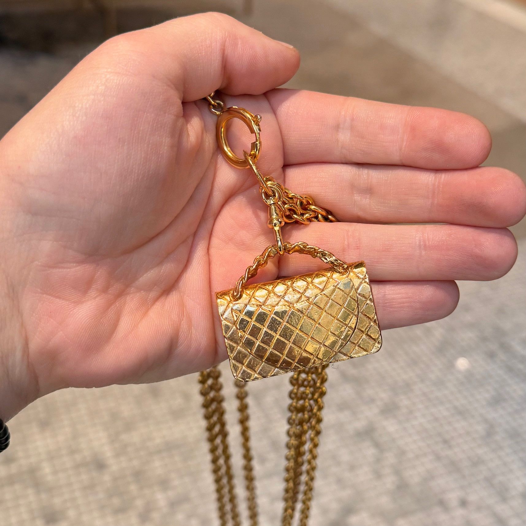 Chanel Chanel Vintage Gold Plated Bag Charm 3 Chains Necklace Belt Size ONE SIZE - 12 Thumbnail