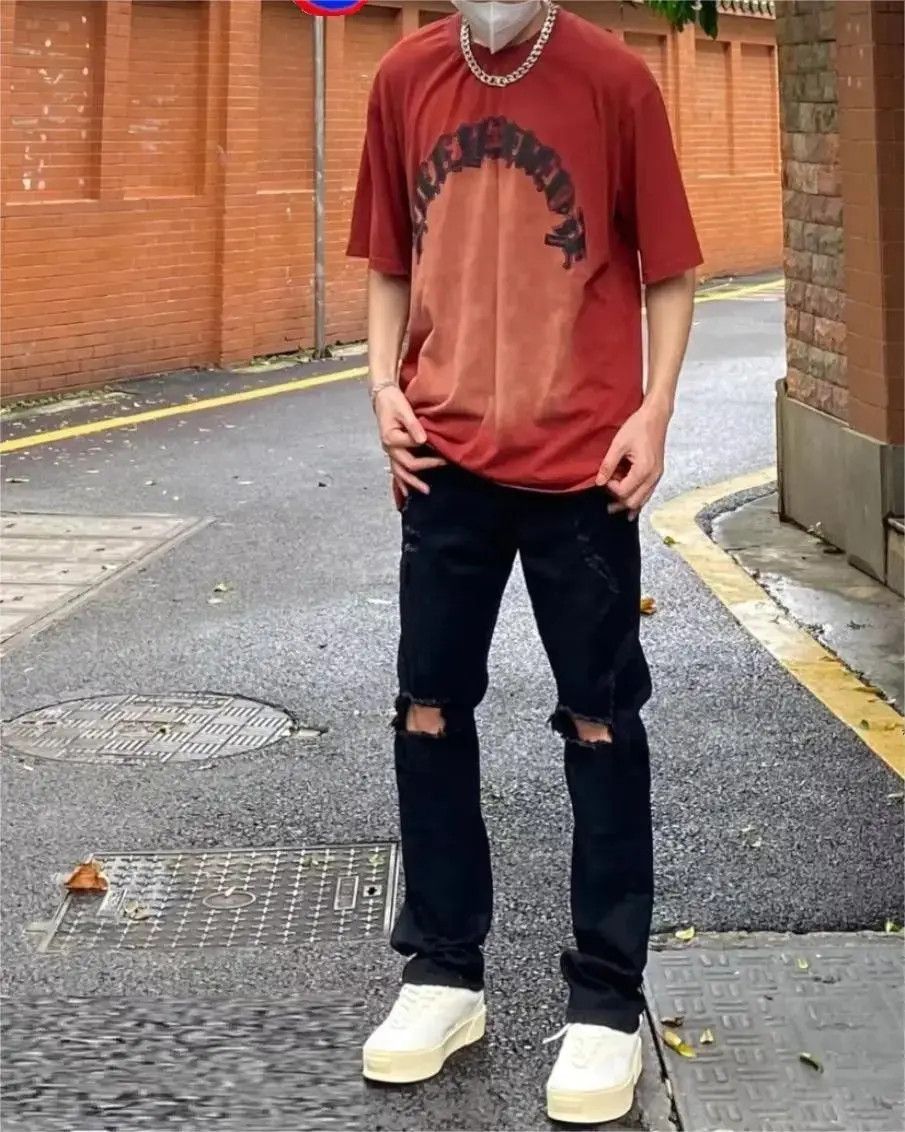 Japanese Brand Retro casual versatile distressed jeans Size US 32 / EU 48 - 2 Thumbnail