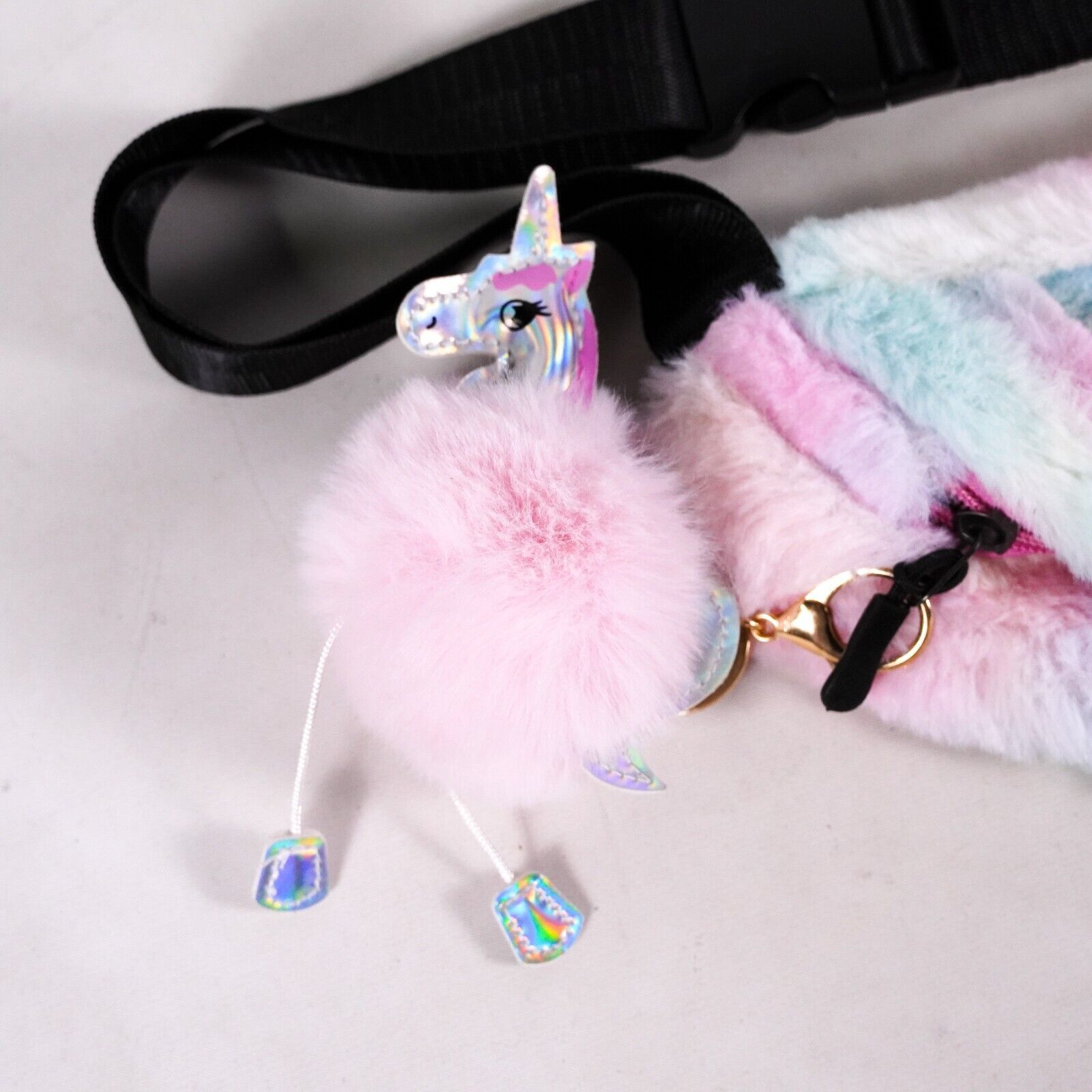 Other Unicorn Soft Fuzzy Plush Fanny Pack Waist Bag Purse Pink Size ONE SIZE - 2 Thumbnail