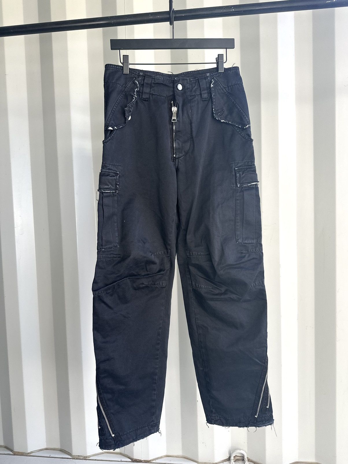 Image of Dolce Gabbana x Vintage Distressed Cargo Ankle Zip Pants in Black, Men's (Size 31)