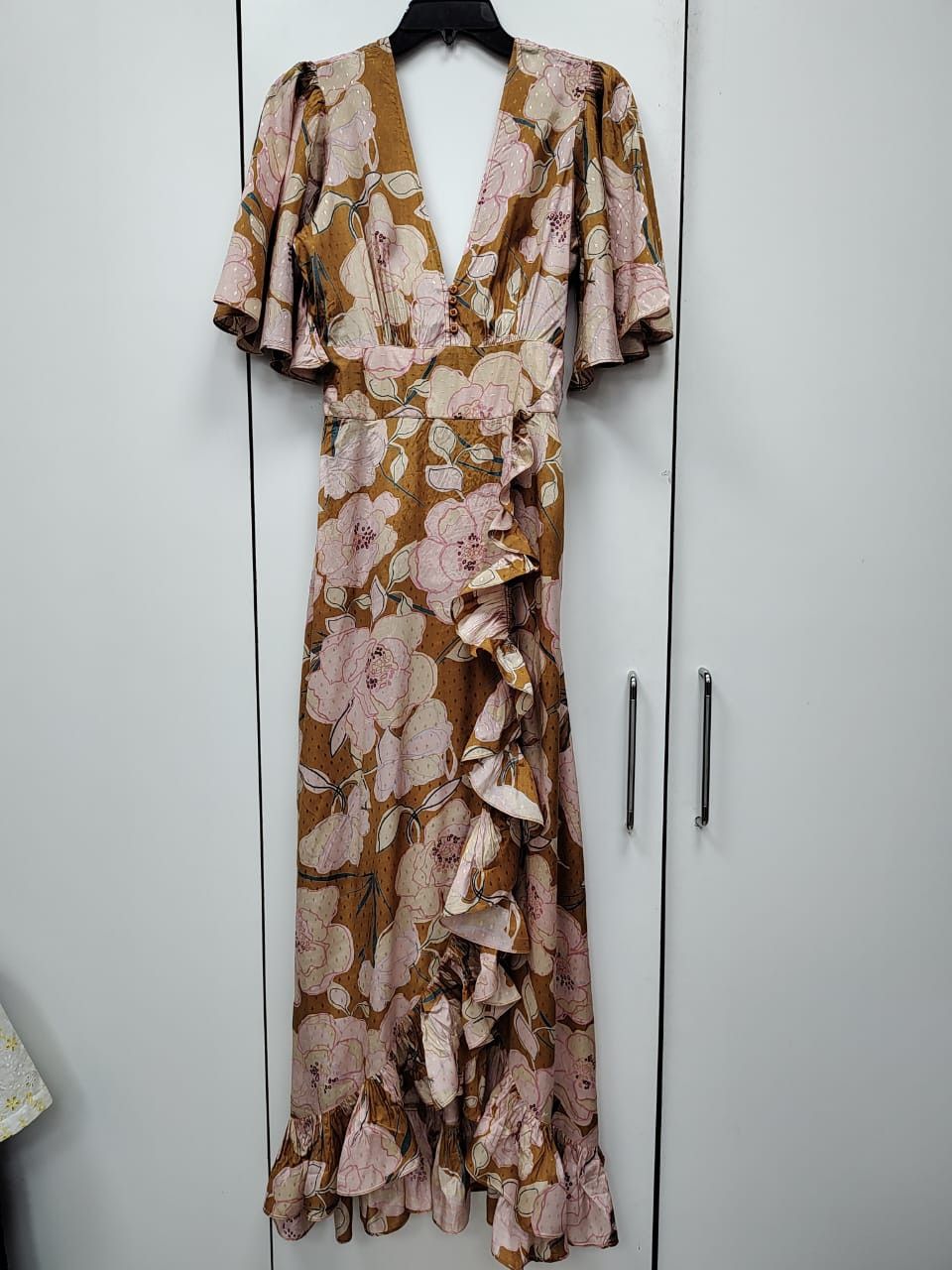 By Timo Puff Sleeve Wrap Midi Dress