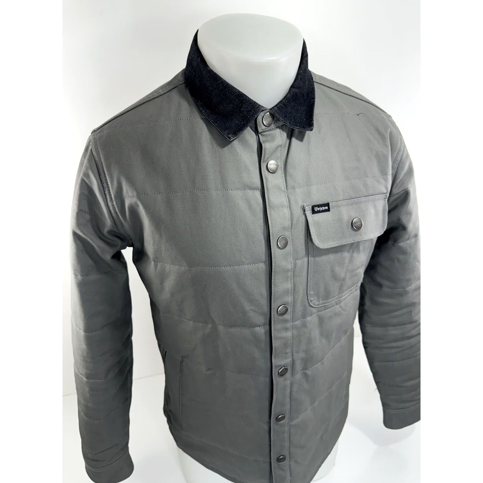 Brixton Brixton Jacket Ranch Denim Quilted Collared Snap S Gray Men Small - EXCELLENT Size US S / EU 44-46 / 1 - 3 Thumbnail