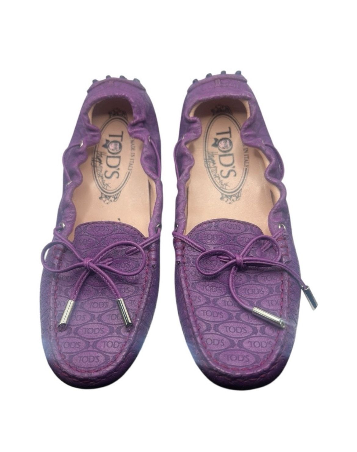 Tod's TOD’S × Happy Moments Purple Embossed Leather Loafers Size 9 Size US 9 / IT 39 - 1 Thumbnail