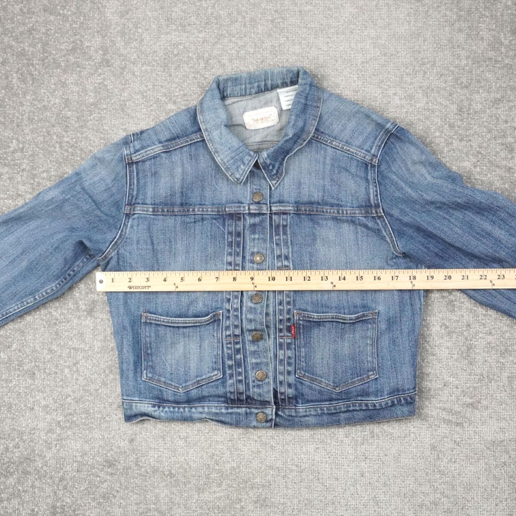 Levi's Levi's Butterfly Womens Large Blue Medium Wash Long Sleeve Denim Snap Jacket Size L / US 10 / IT 46 - 4 Thumbnail