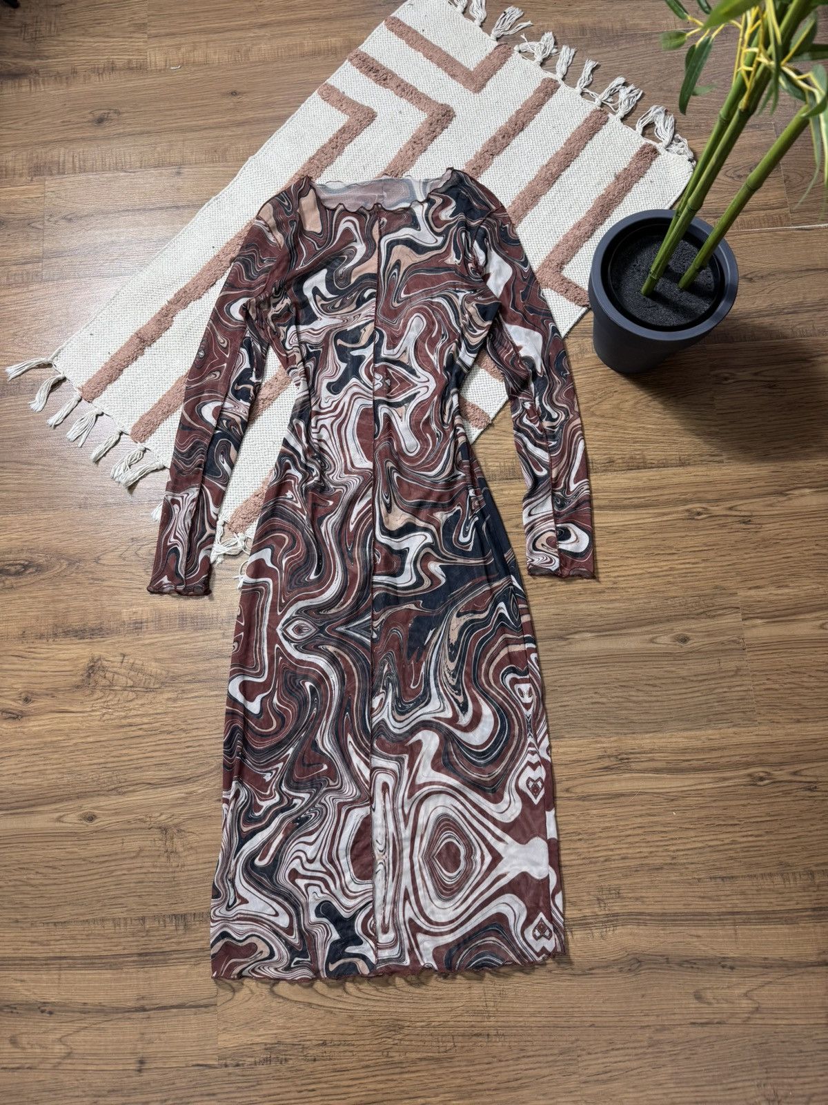 Vintage PATCHWORK MESH STAINS WMNS MAXI DRESS Size M / US 6-8 / IT 42-44 - 1 Thumbnail