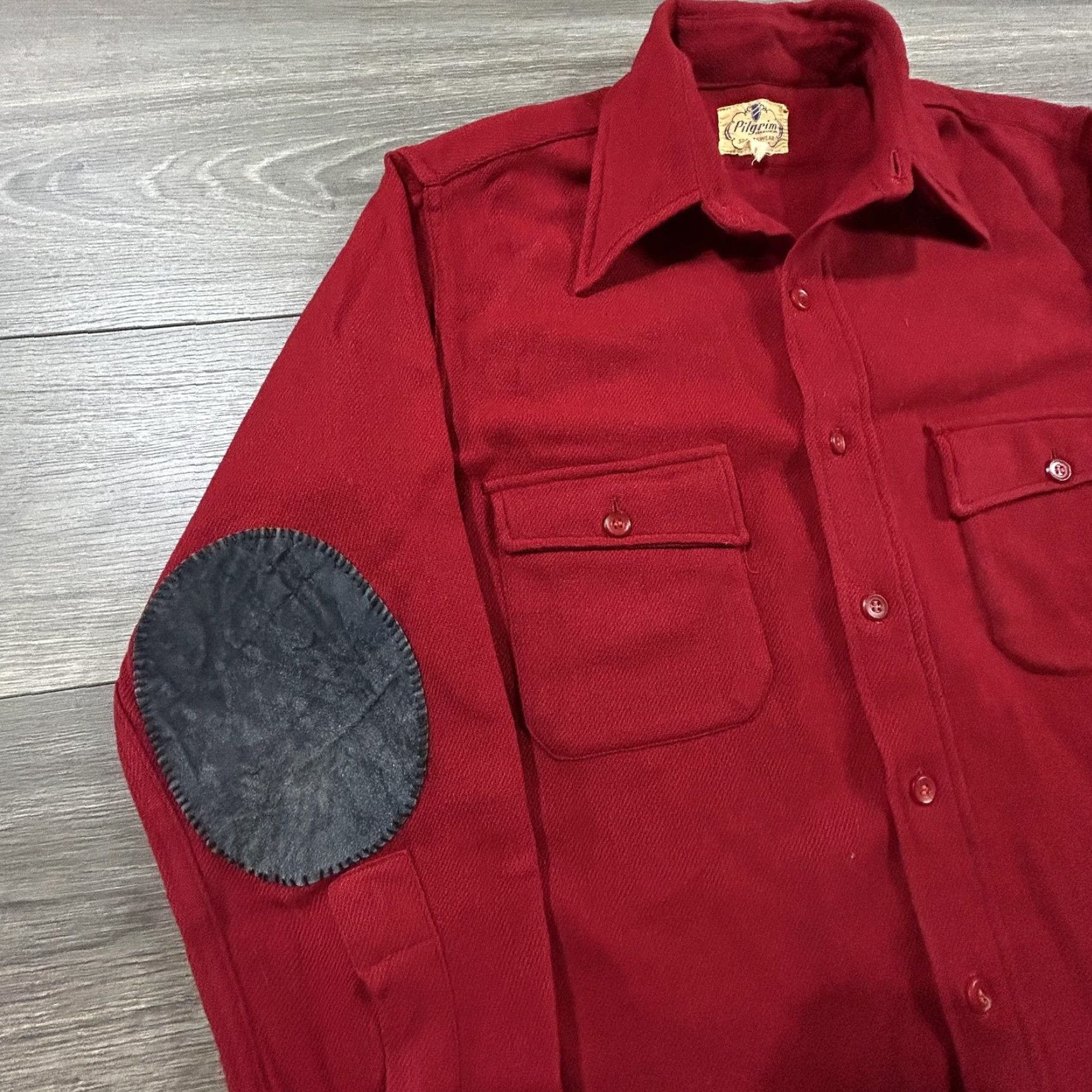 Vintage VINTAGE Pilgrim Shirt Mens Large Wool Twill Red Elbow Patch 50s USA Button-Up Size US L / EU 52-54 / 3 - 3 Thumbnail