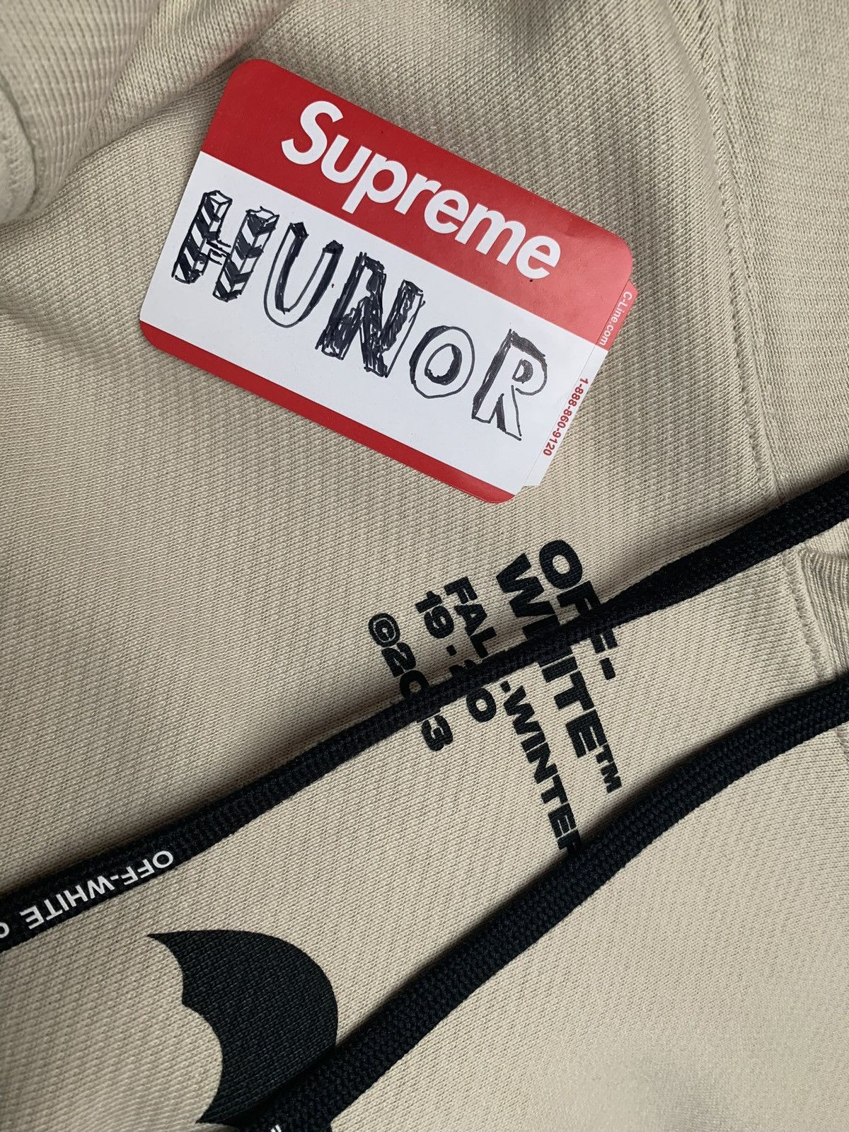 Off-White × Virgil Abloh Off White Bats Diagonal Hoodie - Beige Size US XL / EU 56 / 4 - 3 Thumbnail