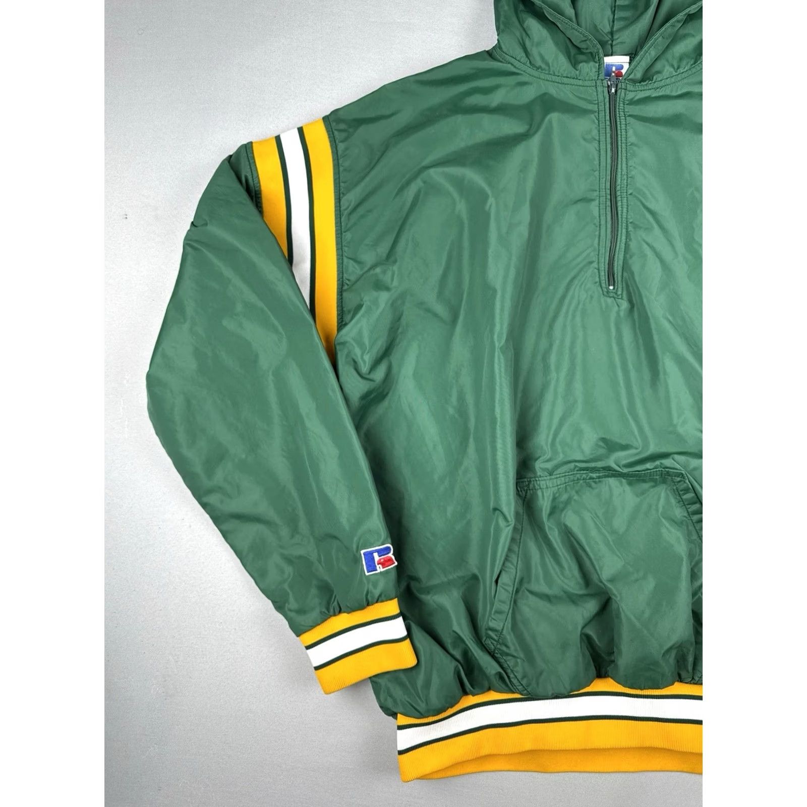 Russell Athletic VINTAGE Russell Athletic Windbreaker Jacket Green Yellow USA XL Pullover 90s Mens Size US XL / EU 56 / 4 - 2 Thumbnail