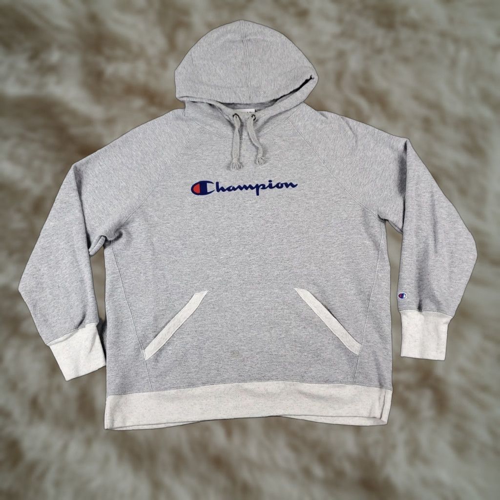 Champion VINTAGE Champion Hoodie Womens Large Gray Pullover Sweatshirt Casual All Seasons Logo Size L / US 10 / IT 46 - 1 Thumbnail