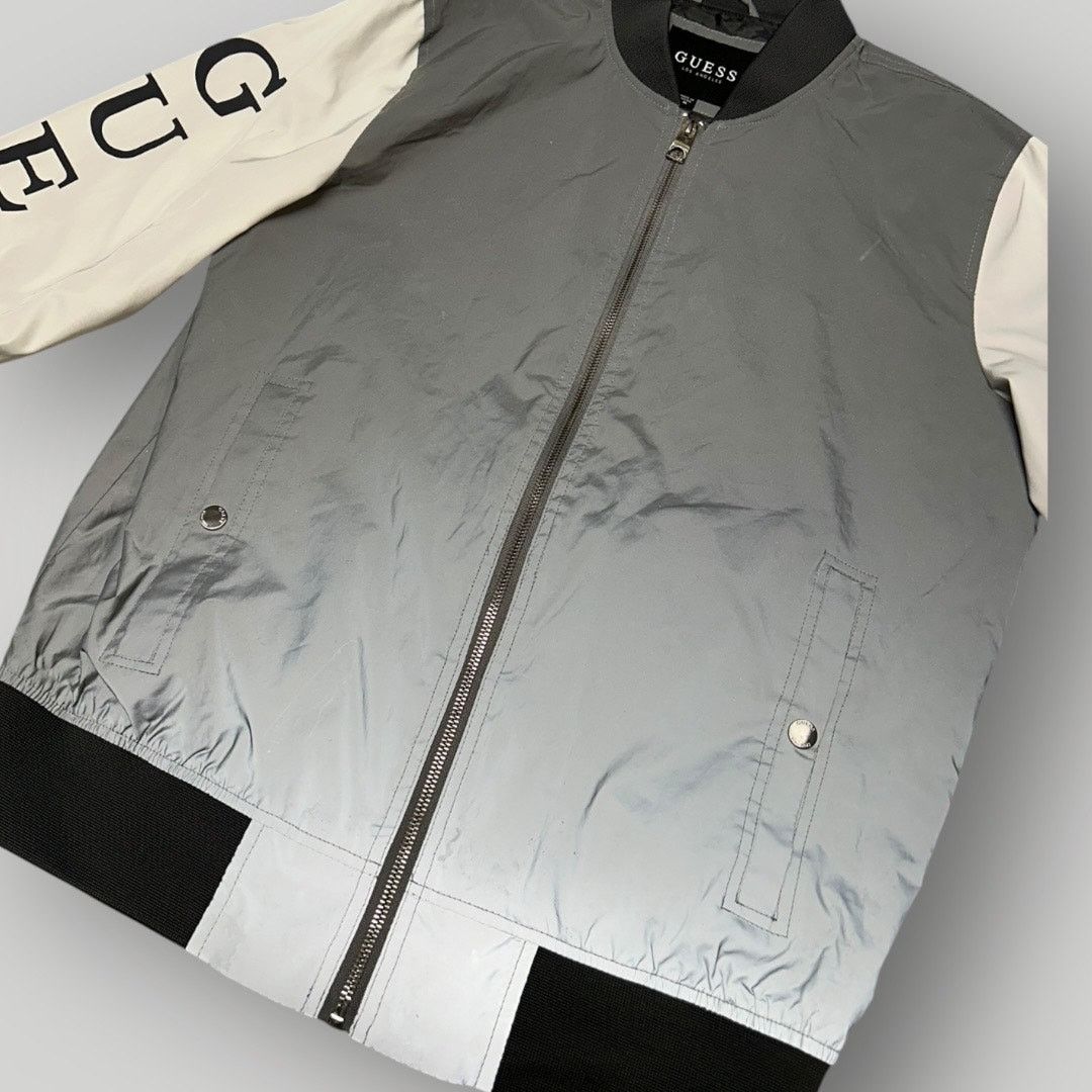 Guess GUESS Los Angeles Reflective Silver Bomber Jacket Zip Up Size US M / EU 48-50 / 2 - 2 Thumbnail