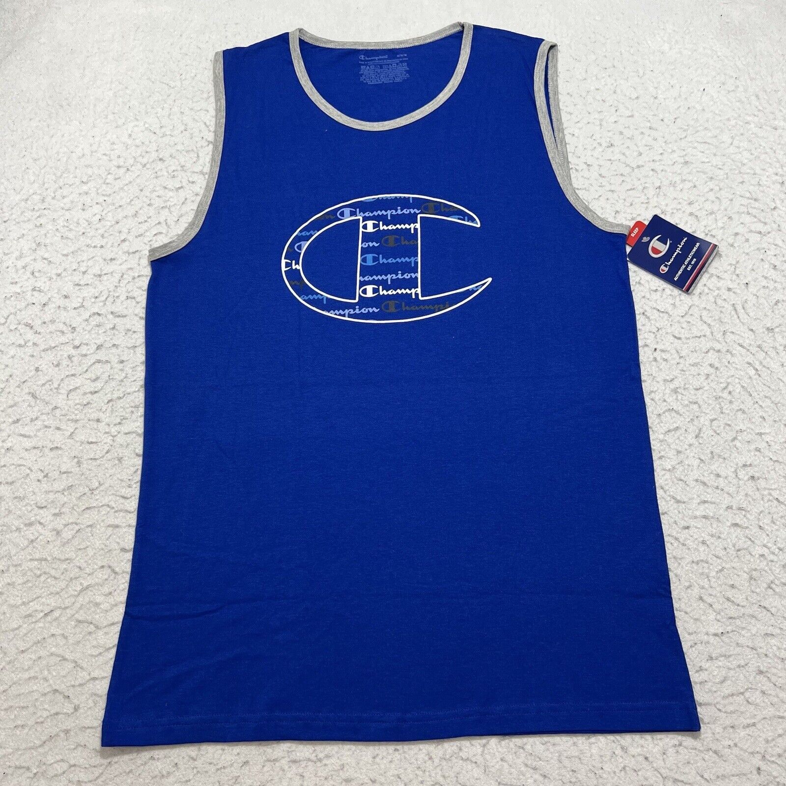 Champion Champion Sleepwear Sleeveless Blue Tank Top Repeating Logo Size M / US 6-8 / IT 42-44 - 1 Thumbnail