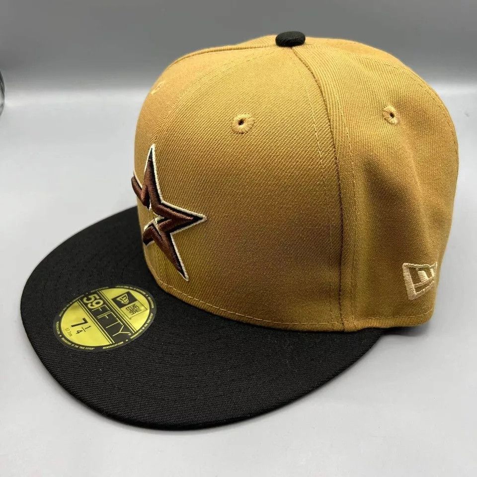 New Era Houston Astros Hat Men 7 1/4 59Fifty New Era MLB Fitted Cap Size ONE SIZE - 4 Thumbnail