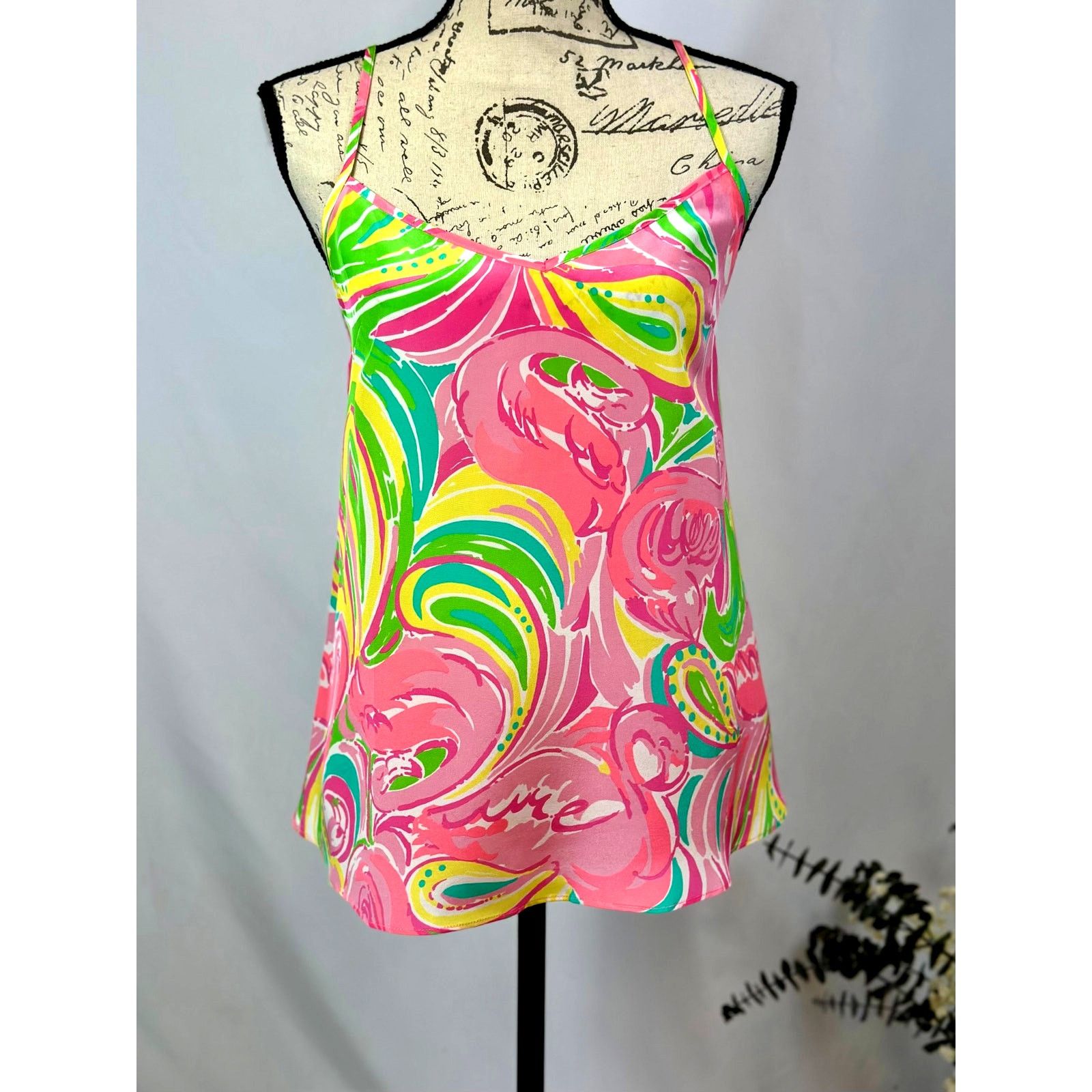 Lilly Pulitzer Lilly Pulitzer Dusk Racer Back Cami 100% Silk Flamingo M Size M / US 6-8 / IT 42-44 - 5 Thumbnail