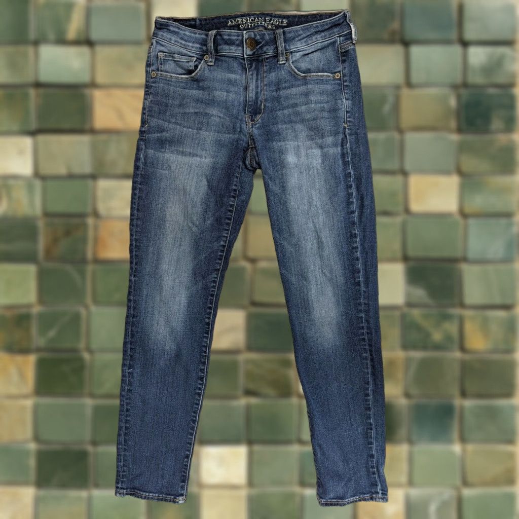 American Eagle Outfitters VINTAGE American Eagle Outfitters Jeans Women's Size 8 Blue Super Stretch Skinny Reg M5J 5-Pocket Design Size 30" / US 8 / IT 44 - 1 Thumbnail