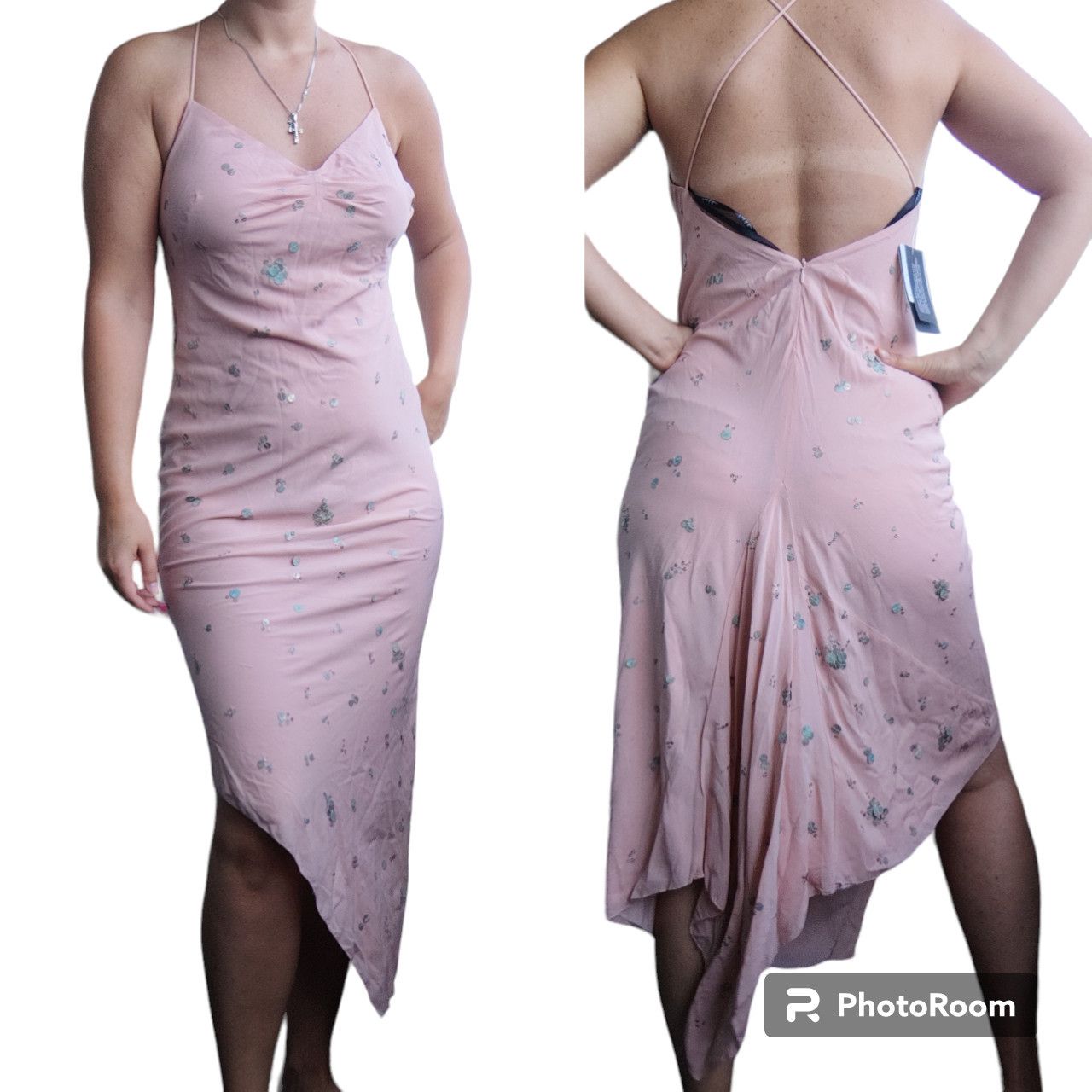 Designer Nicole Miller Sequin Asymmetric Midi Dress Sz 4 Size S / US 4 / IT 40 - 1 Thumbnail