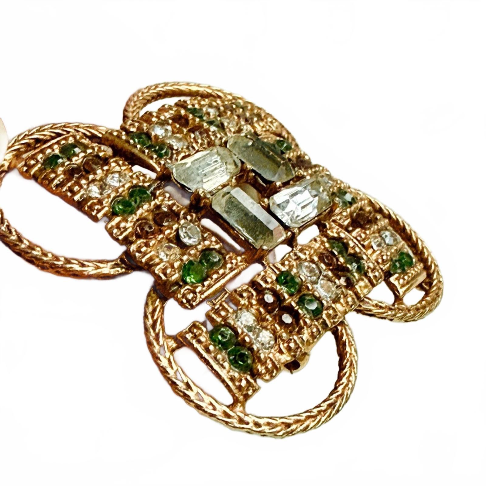 Conte of Florence 50s VTG FLORENZA Gold Tone Rhinestone Maltese Cross Brooch Size ONE SIZE - 2 Thumbnail