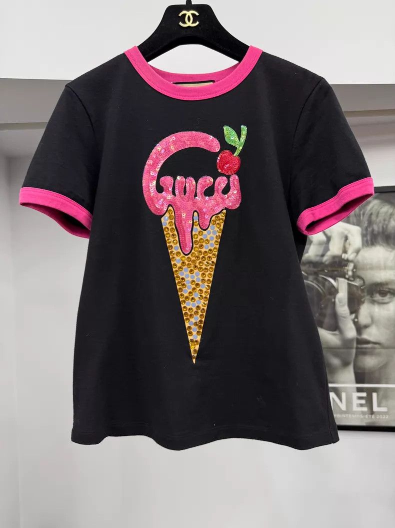Gucci Gucci Black ice cream rhinestone short sleeves Size M / US 6-8 / IT 42-44 - 1 Thumbnail