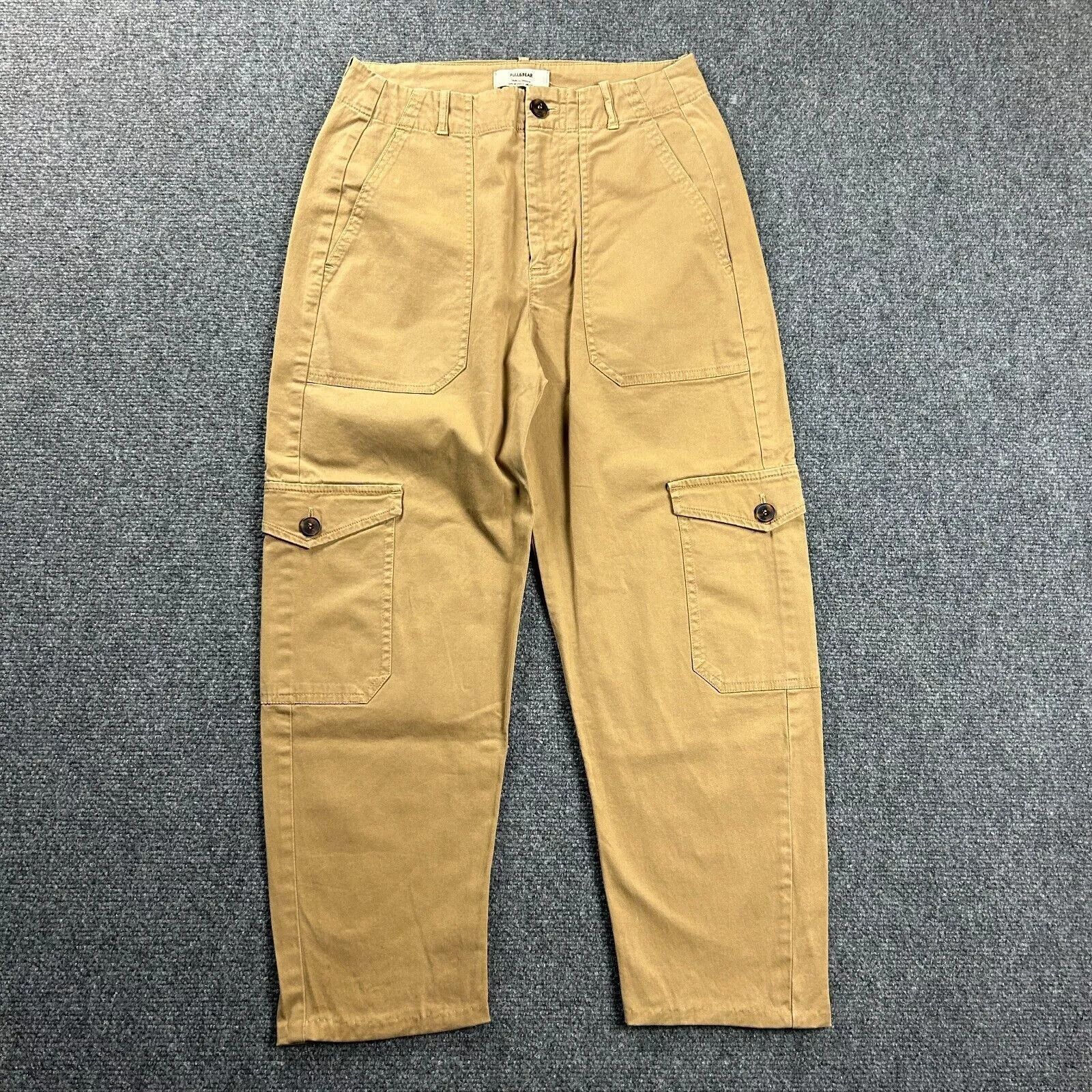 Pull & Bear Pull & Bear Pants Womens 4 Beige Cargo Tapered Chino Capri Size 27" / US 4 / IT 40 - 1 Thumbnail