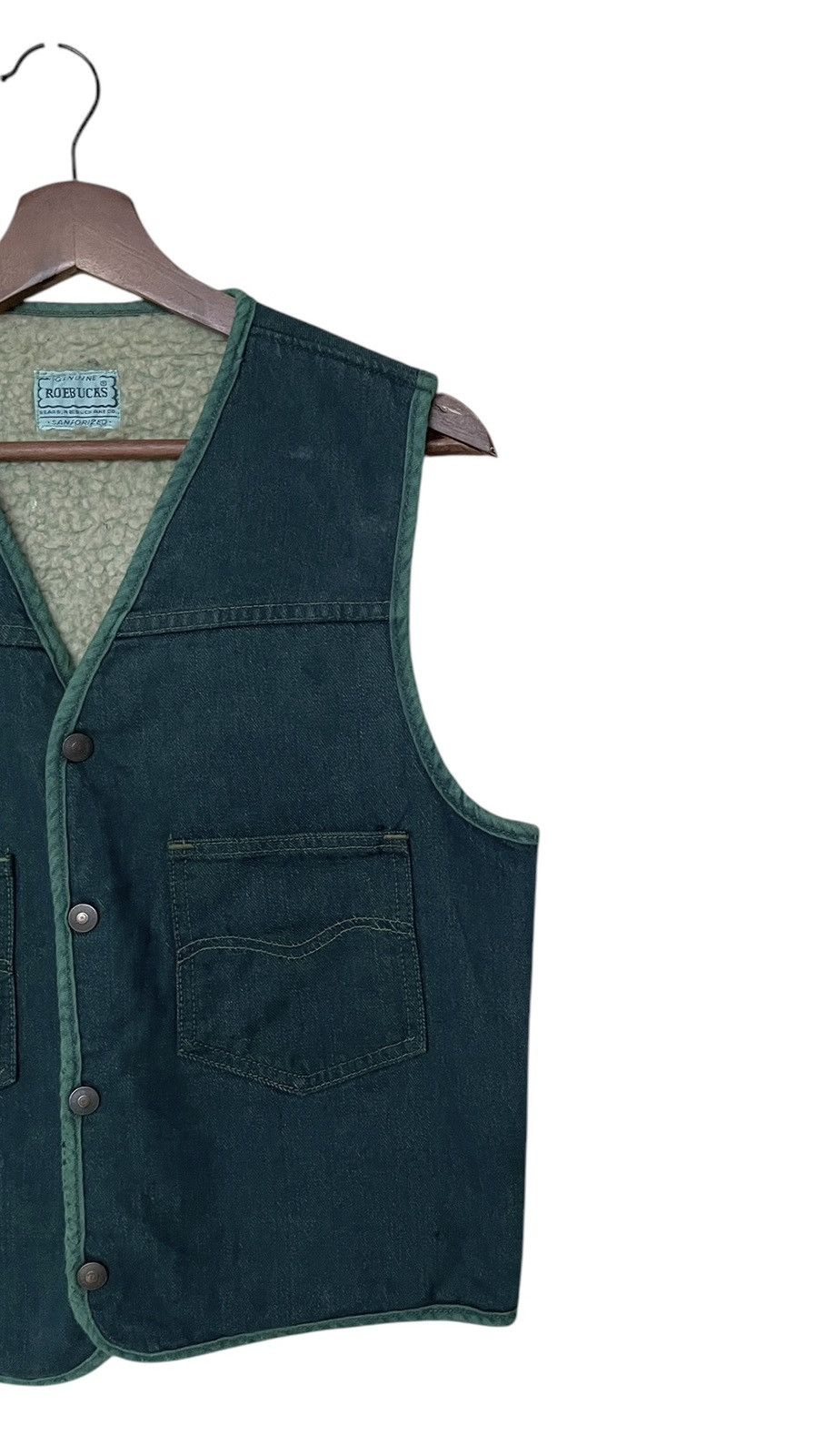 Sears × Vintage Vintage Brand Roebuck Fur Denim Vest 1980s Size US M / EU 48-50 / 2 - 6 Thumbnail