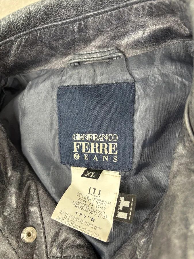 Gianfranco Ferre 2000s Gianfranco Ferré Grey Leather Trucker Jacket Size US M / EU 48-50 / 2 - 9 Thumbnail