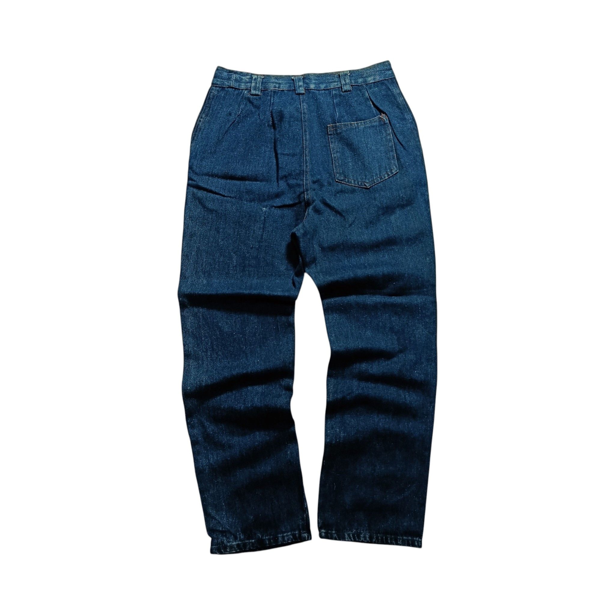 Vintage 1970s Japanese Pleated Denim Work Trousers Size US 29 - 1 Thumbnail