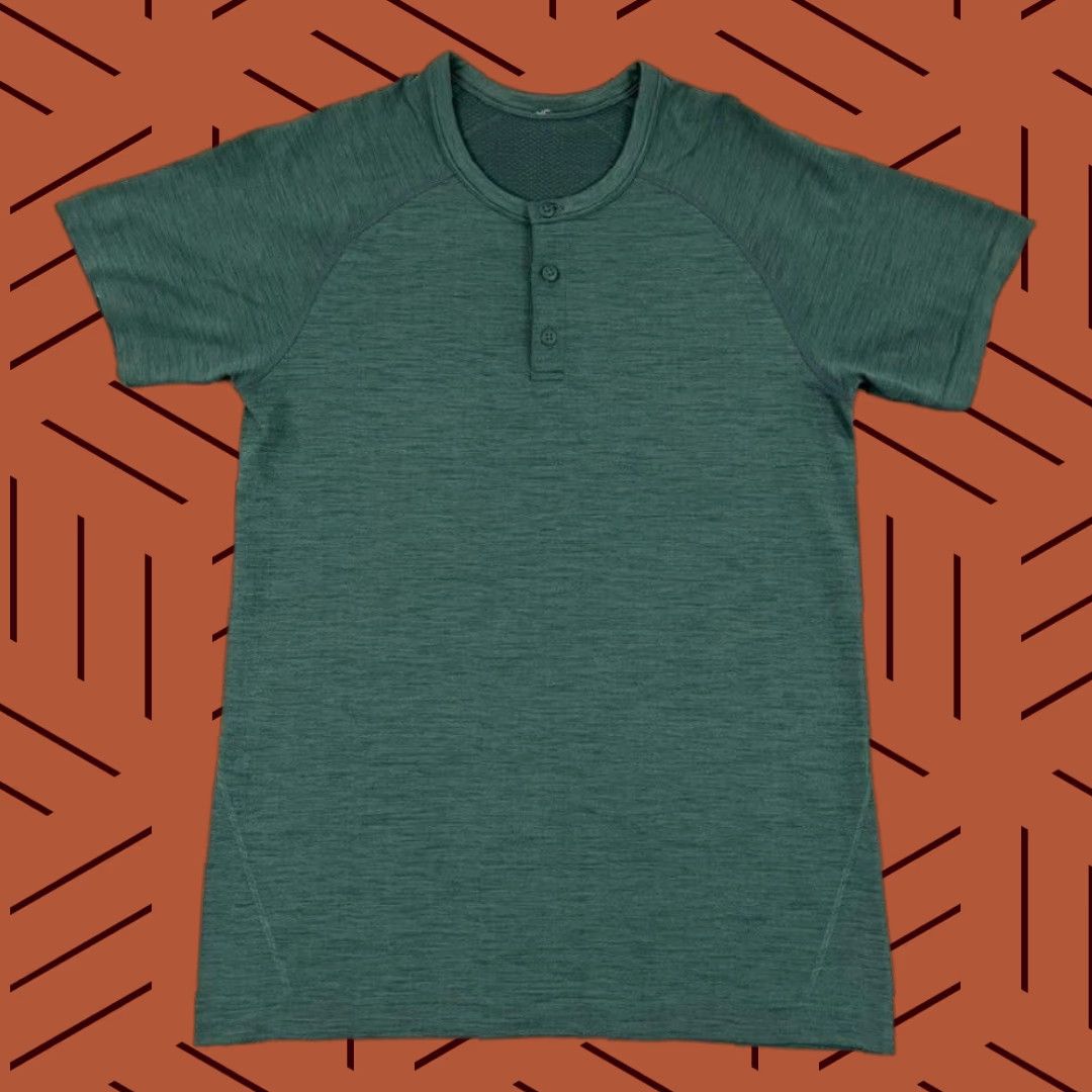 Lululemon LULULEMON Shirt Mens Small Metal Vent Tech Heather Green Henley Short Sleeve Gym Size US S / EU 44-46 / 1 - 1 Thumbnail