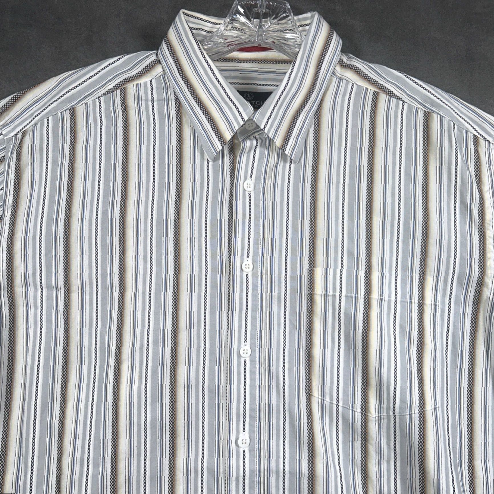 BUGATCHI Bugatchi Uomo XXL Mens Long Sleeve Button Down Shirt Striped White Size US XXL / EU 58 / 5 - 2 Thumbnail