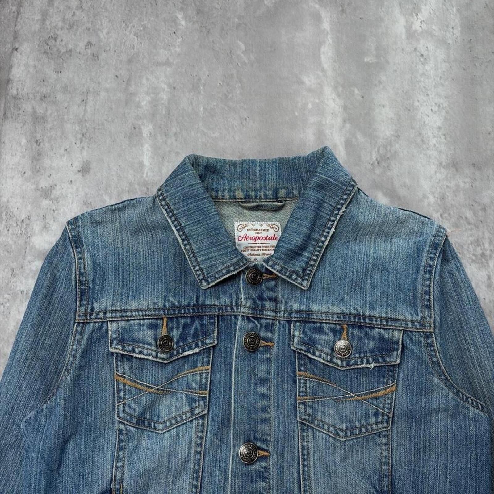 Aeropostale Y2K Blue Aeropostale Grunge Gothic Denim Trucker Jacket Size M / US 6-8 / IT 42-44 - 3 Thumbnail