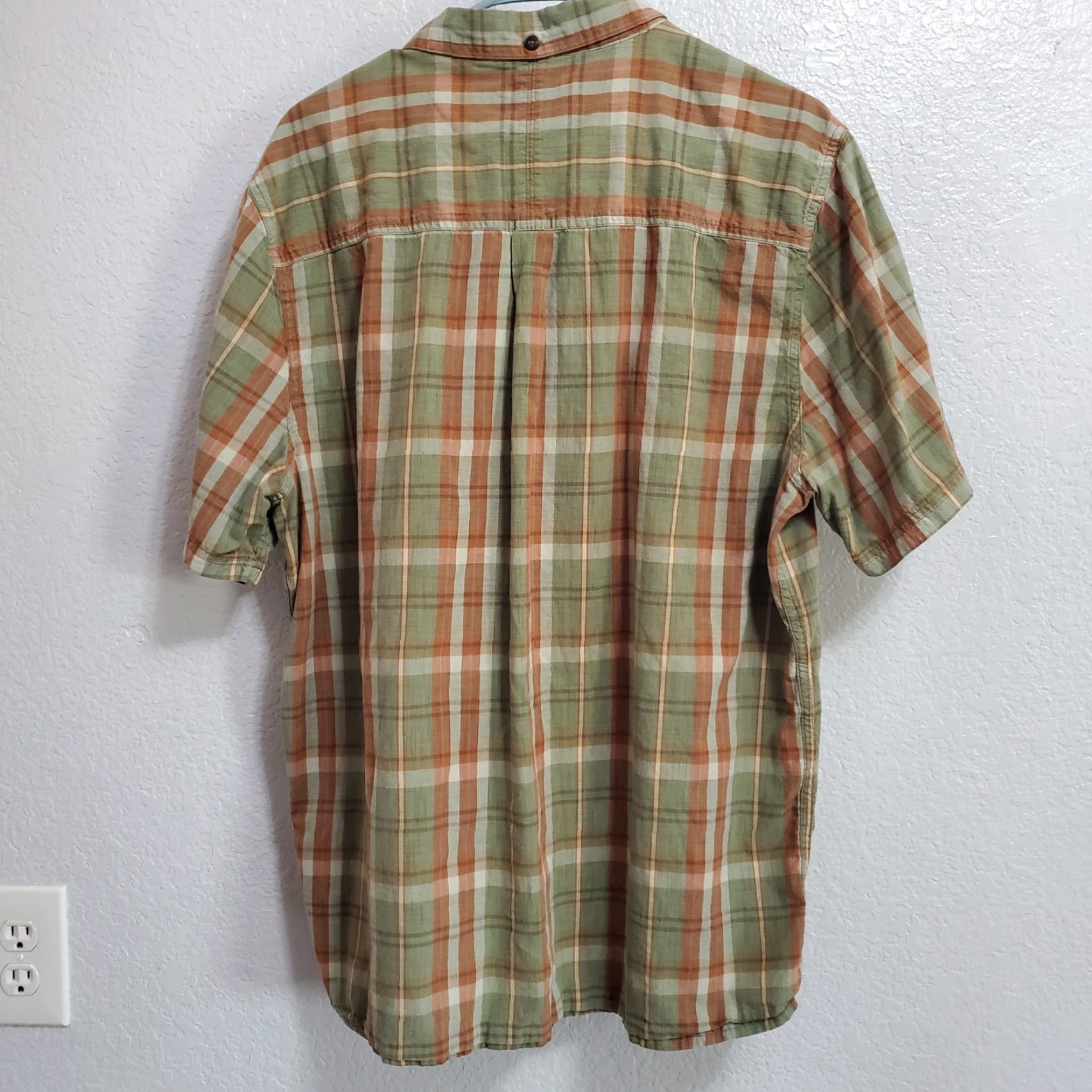 Toad&Co Toad & Co Shirt Men XL Green Orange Plaid Cotton Smythy Short Sleeve Button Down Size US XL / EU 56 / 4 - 2 Thumbnail