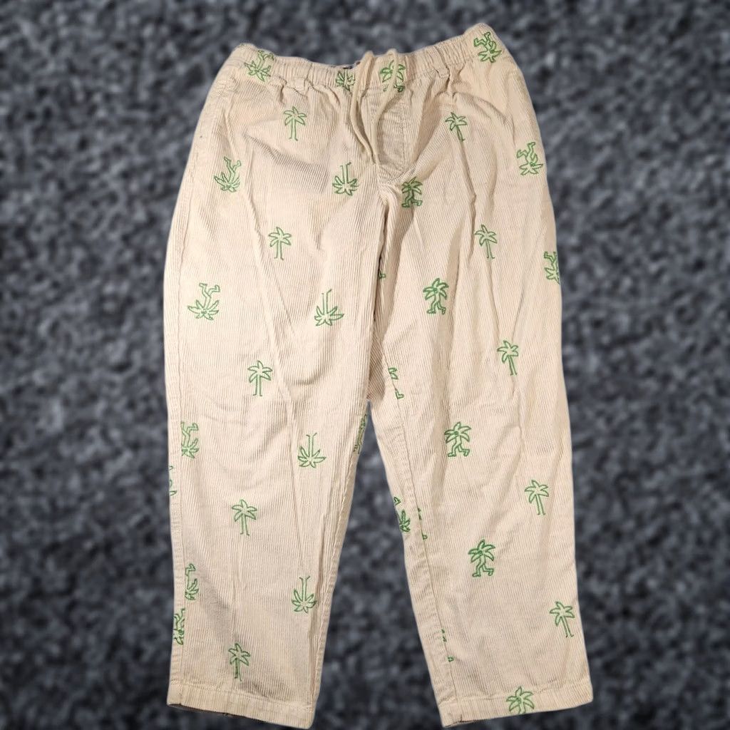 Urban Outfitters Urban Outfitters Sweatpants Beige Corduroy Embroidered Floral Drawstring Retro Pants Men L Casual Cotton Polyester Inseam 26in Waist 20in Size US 33 - 1 Thumbnail