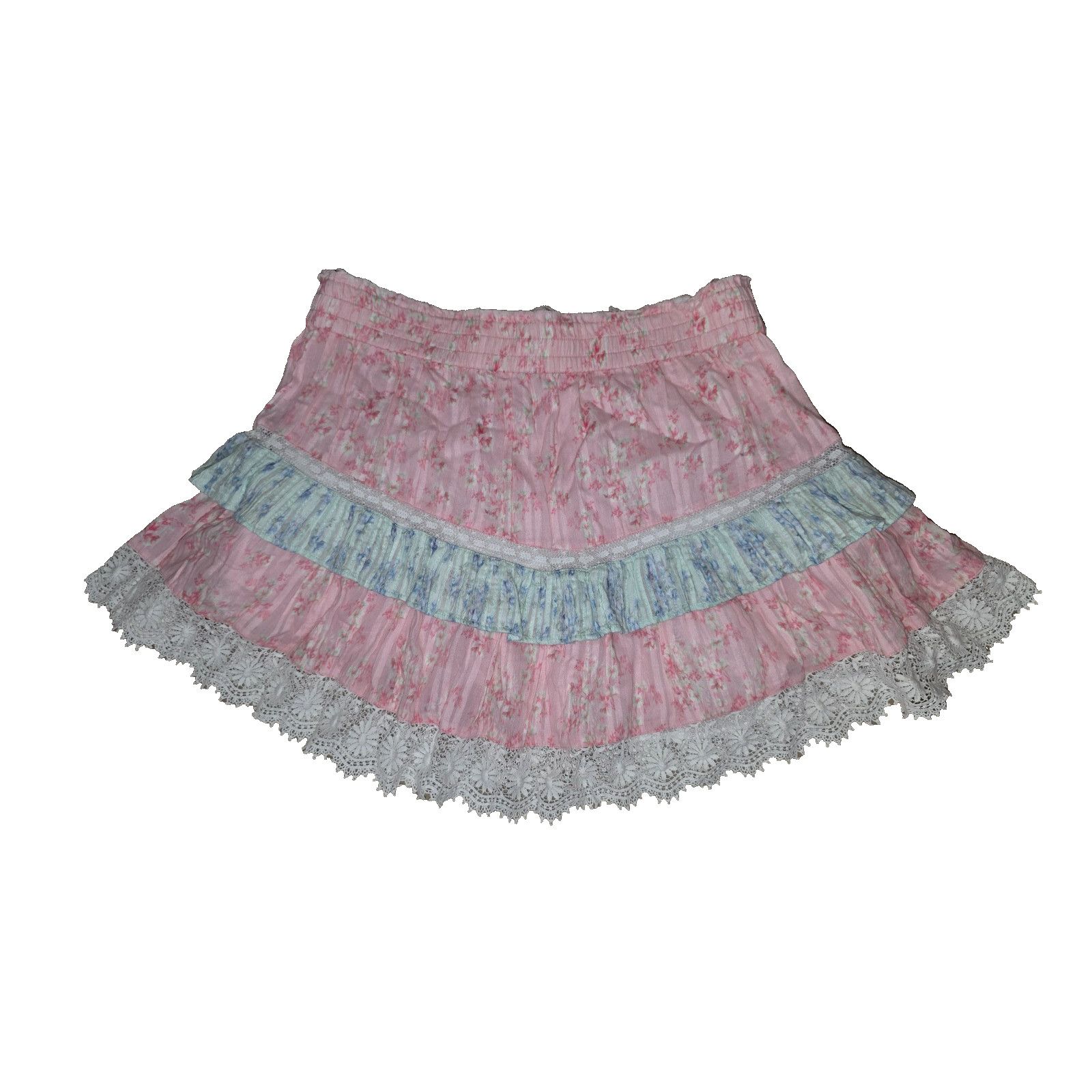 LoveShackFancy LoveShackFancy Tanisha Ruffle Skirt Blue Moon Sands Size L Size 32" / US 10 / IT 46 - 2 Thumbnail