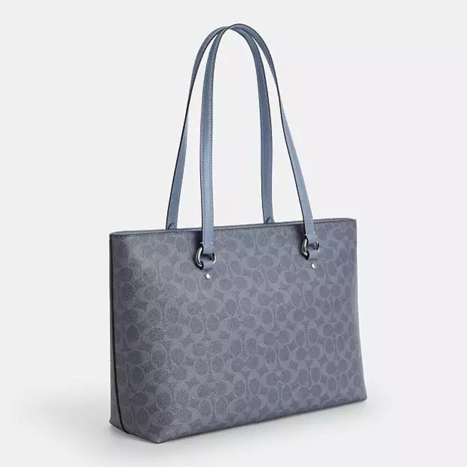 Coach NWT COACH Station Tote Bag Canvas Silver/Chambray CCD69 Size ONE SIZE - 9 Thumbnail