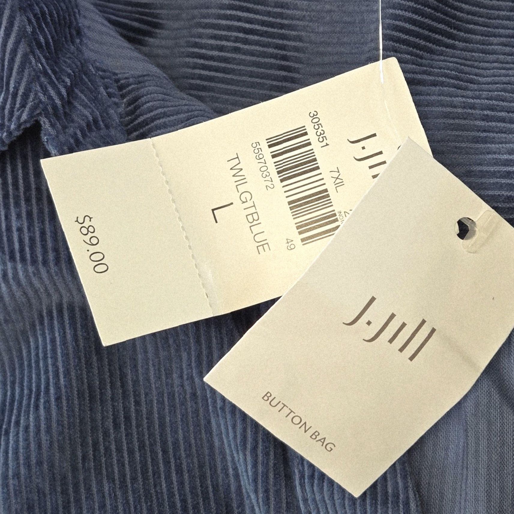 J. Jill J. Jill Blouse Womens L Blue Tunic Collared Long Sleeve Corduroy Pullover Size L / US 10 / IT 46 - 3 Thumbnail