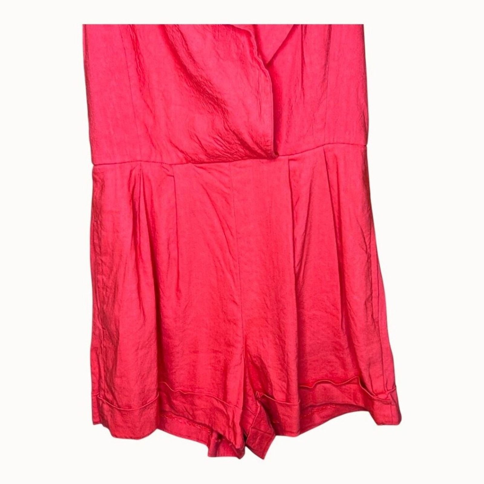 Alice + Olivia ALICE + OLIVIA Meritt Pleated Linen Romper Size 26" / US 2 / IT 38 - 4 Thumbnail