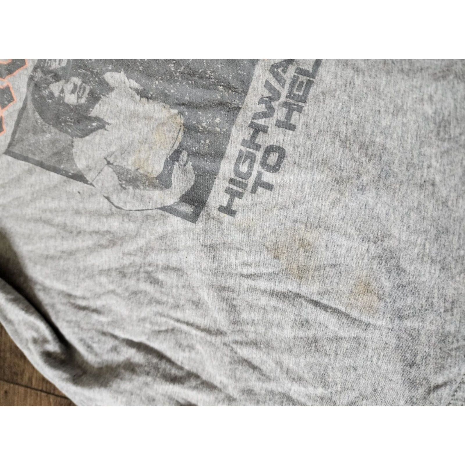 Vintage AC/DC Highway to Hell Band Tee Women's Gray Distressed Graphic T Shirt Large Size L / US 10 / IT 46 - 4 Thumbnail