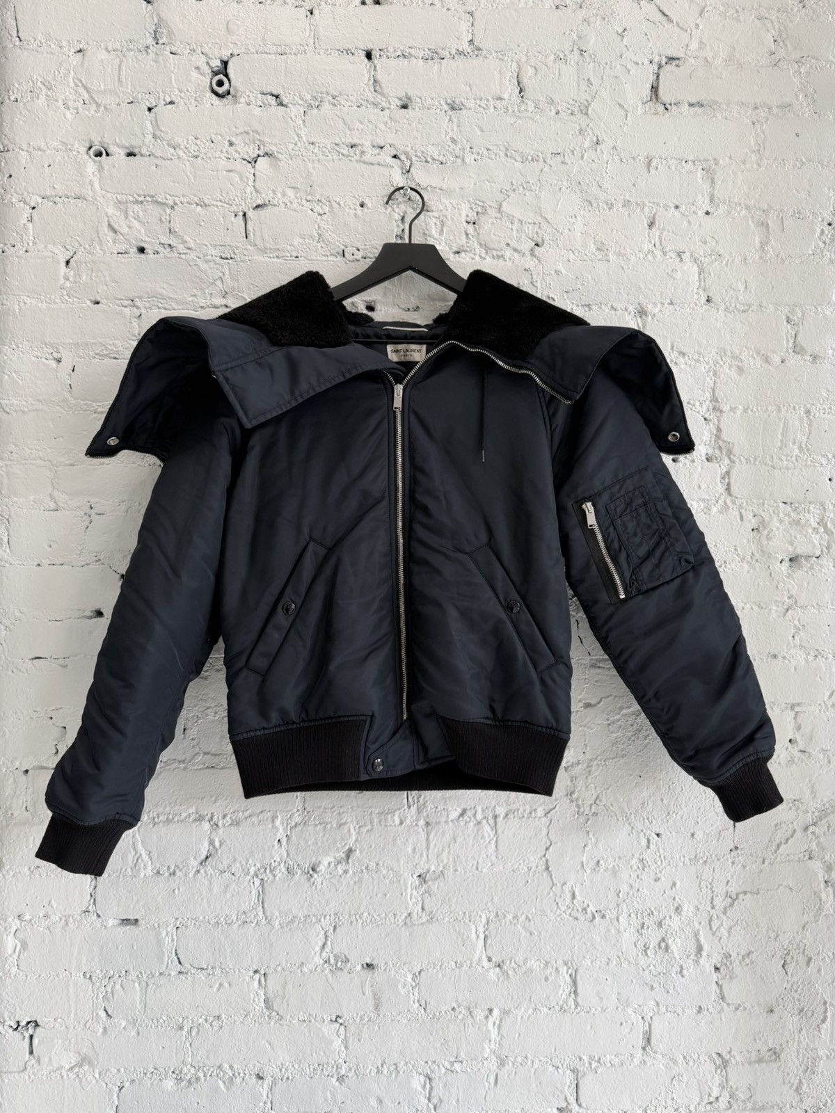 Saint Laurent Paris F/W 2015 SLP HOODED FUR BOMBER JACKET Size US S / EU 44-46 / 1 - 1 Thumbnail