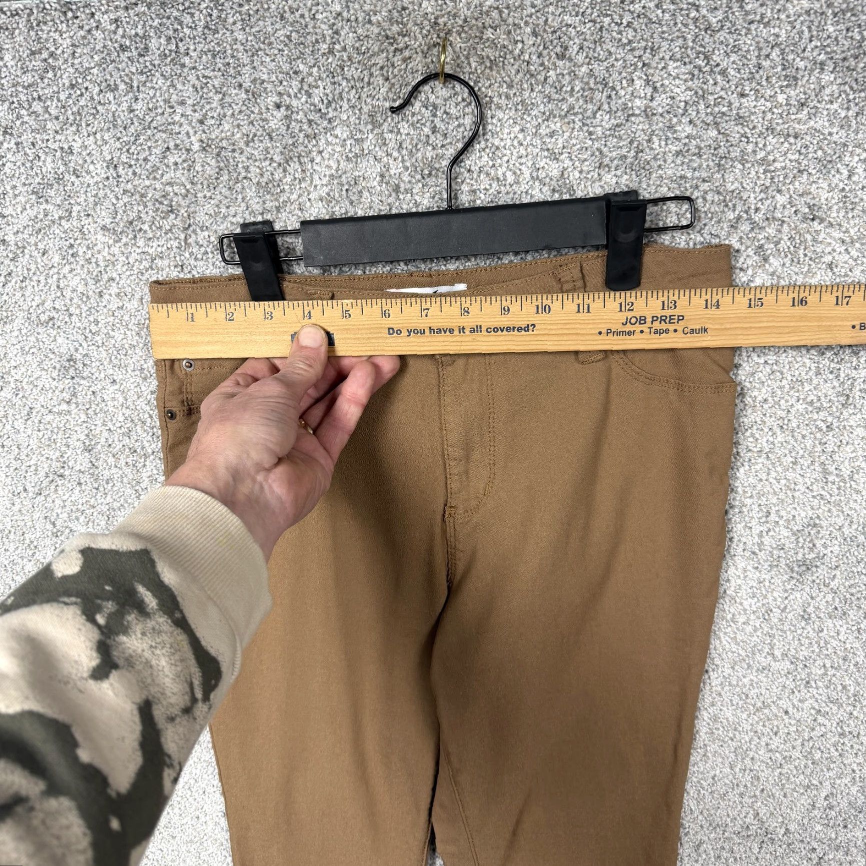 Vintage YMI Jegging Pants Womens L Light Brown Skinny Leg Casual Twill Five-Pocket Zip Fly Button Closure Regular Rise 27in Inseam 29in Waist Size 36" / US 14 / IT 50 - 2 Thumbnail