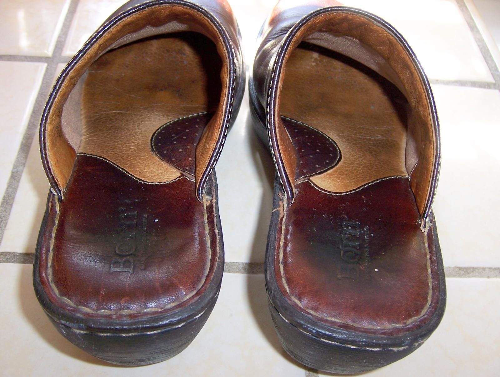 Born Born Women's Sz 8M Leather Wedge Slip-on Clogs/Mules Brown Size US 8 / IT 38 - 4 Thumbnail