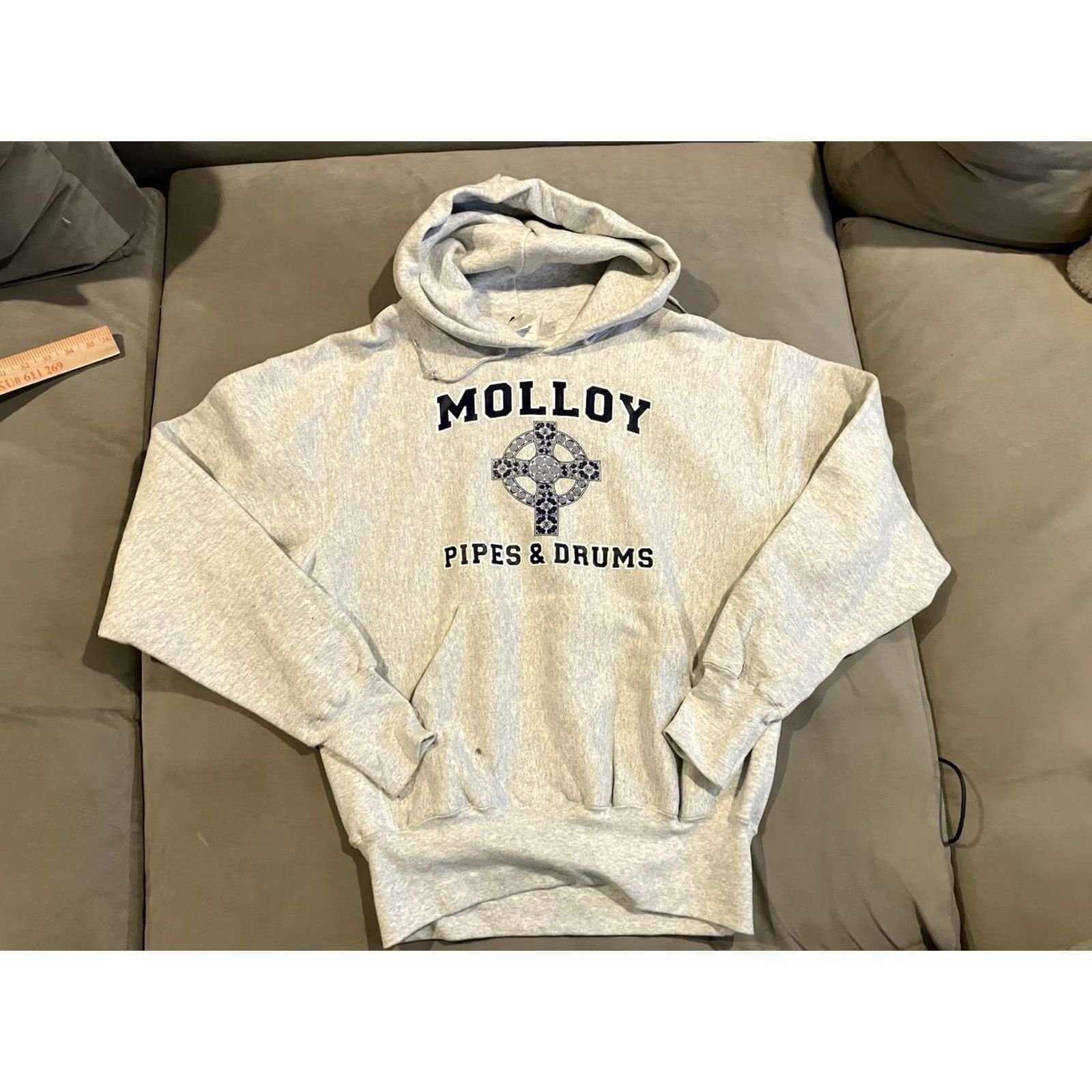 Lee VINTAGE Lee Molloy College Pipes and Drums Hoodie Sweatshirt Large L Gray Men Pullover Size US L / EU 52-54 / 3 - 2 Thumbnail