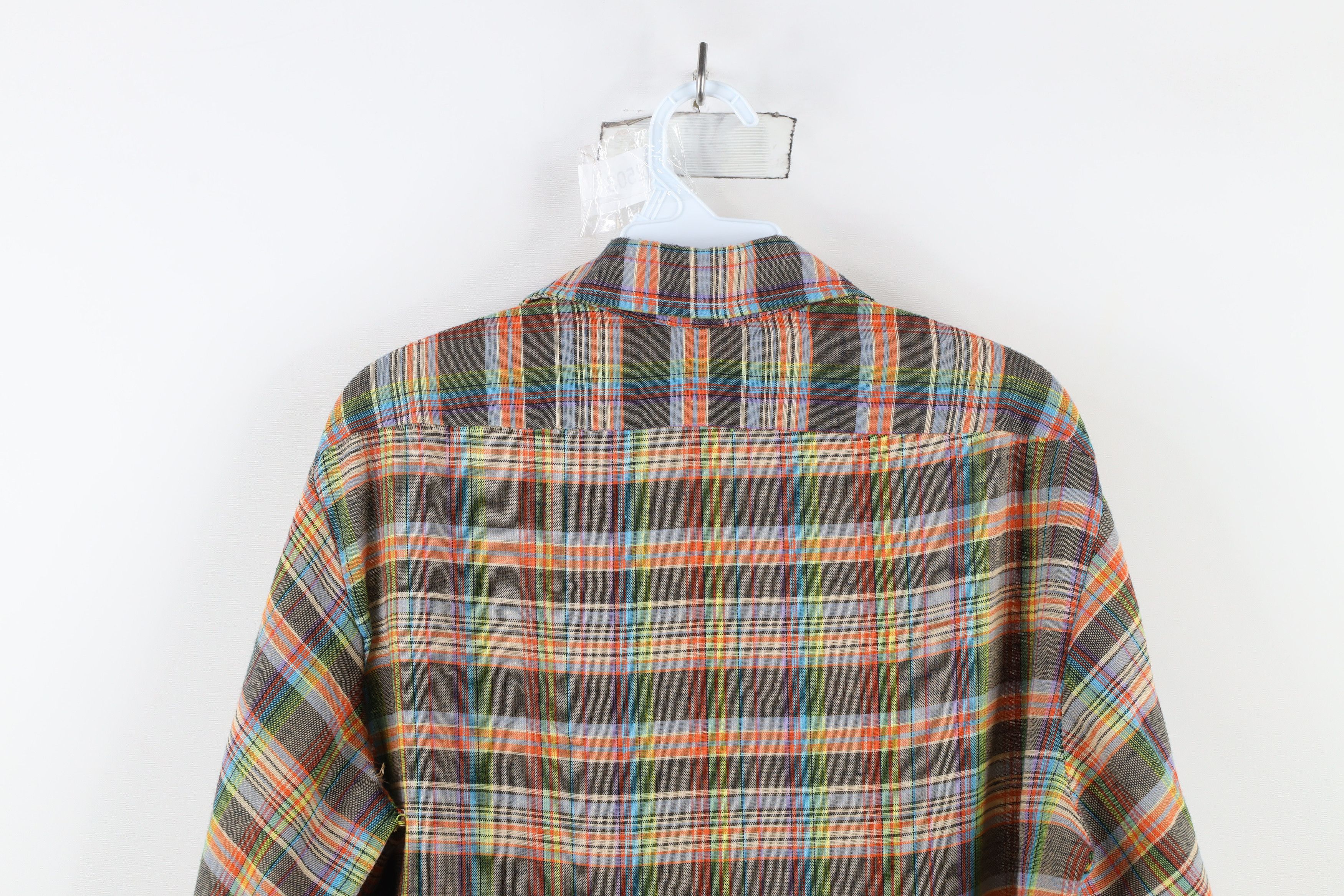 Vintage Vintage 70s Streetwear Plaid Knit Tapered Button Shirt USA Size US M / EU 48-50 / 2 - 11 Thumbnail