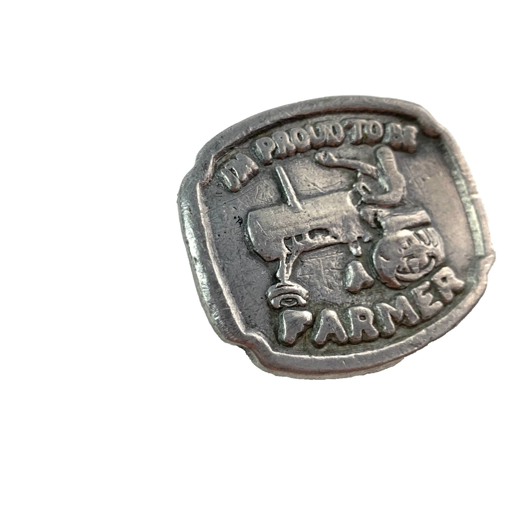 Vintage VINTAGE I'm Proud To Be A Farmer Pewter Tractor Hand Cast Metal Belt Buckle Men Wester n Buckle Size ONE SIZE - 3 Thumbnail