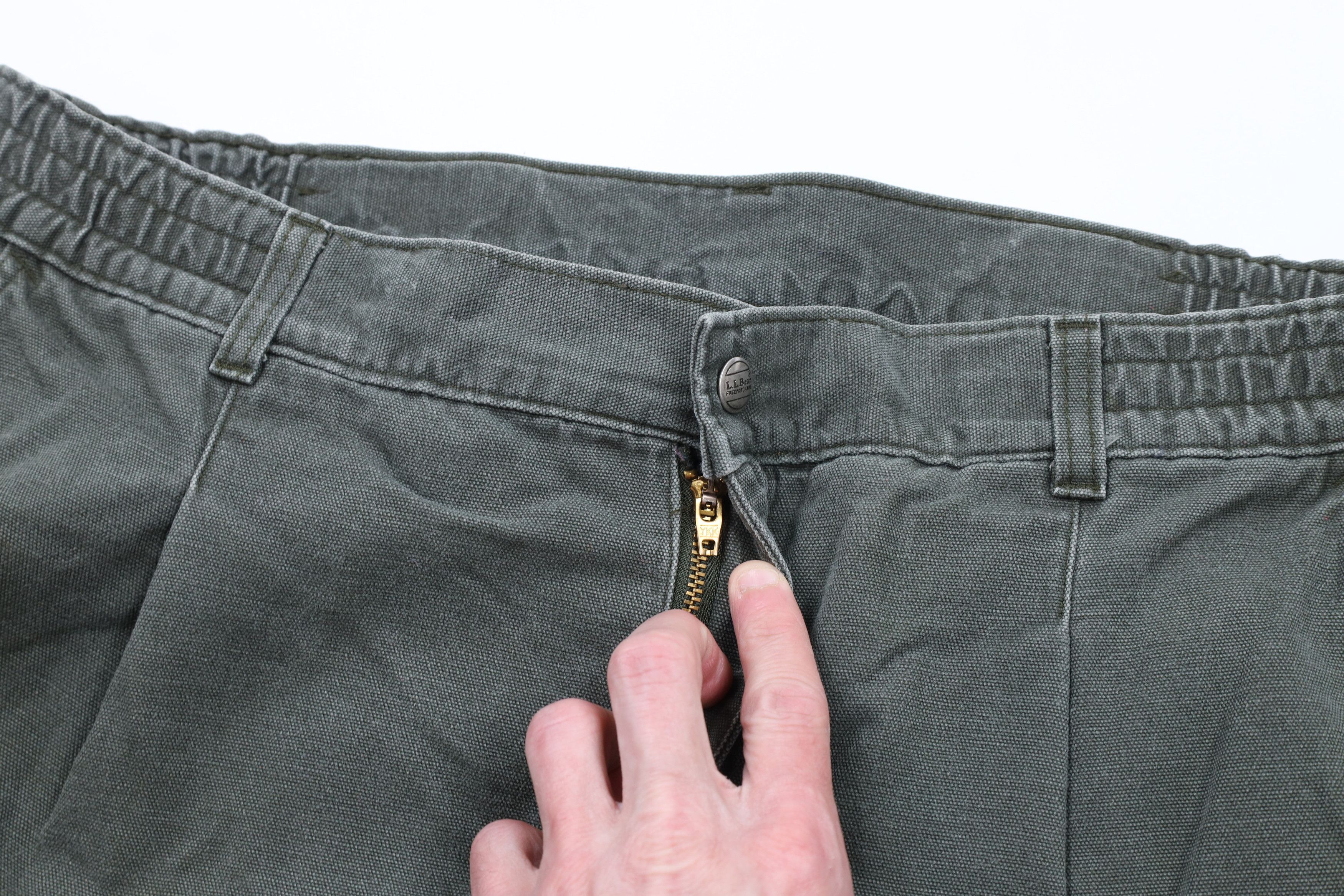 L.L. Bean × Vintage Vintage 90s LL Bean Flannel Lined Canvas Pants Green USA Size US 36 / EU 52 - 6 Thumbnail