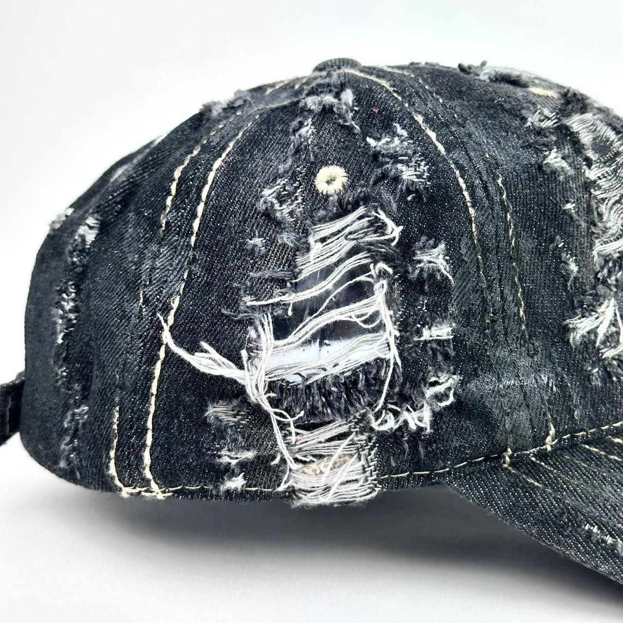Other ASTROBOI* 'Neo' Black Distressed Denim Rhinestone Hat Size ONE SIZE - 5 Thumbnail