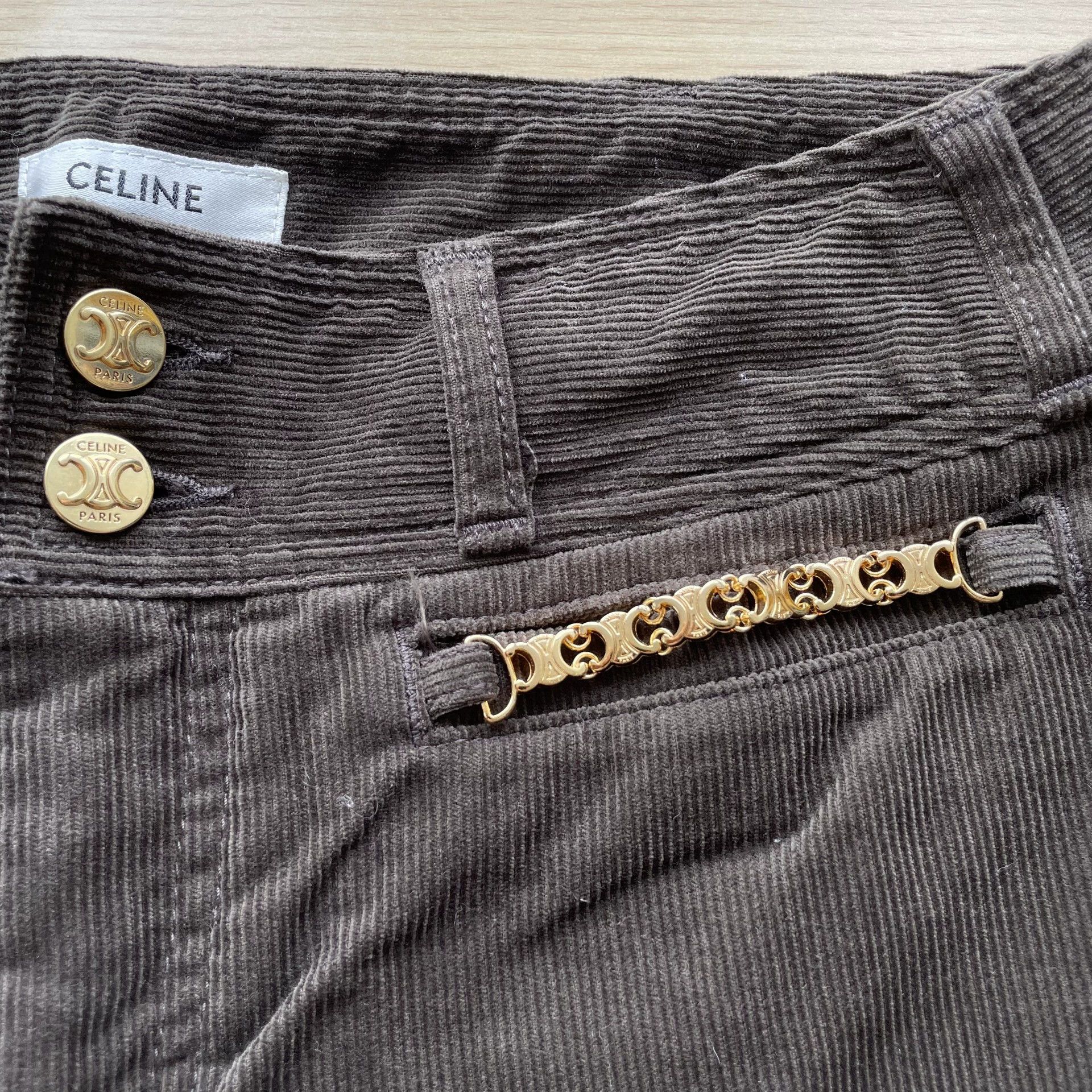 Celine CELINE 99 New Corduroy SL Pants Women's Brown 28 Zipper Belt Size 28" / US 6 / IT 42 - 4 Thumbnail