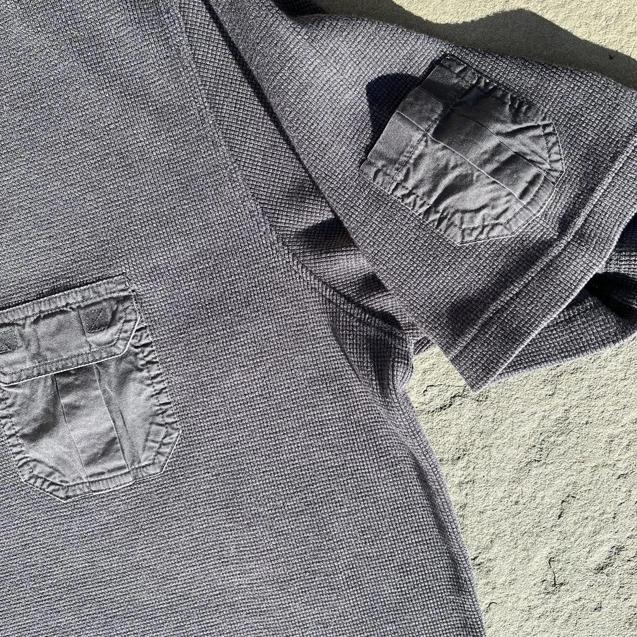 Other Y2K Dark Grey Waffle Knit Utility V-Neck T-shirt Made in USA Size US XL / EU 56 / 4 - 2 Thumbnail