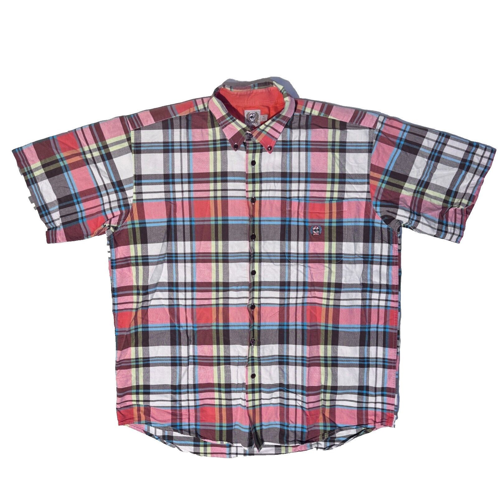 CINCH Cinch Jeans Western Orange & Blue Plaid Short Sleeve Button Size US XL / EU 56 / 4 - 1 Thumbnail