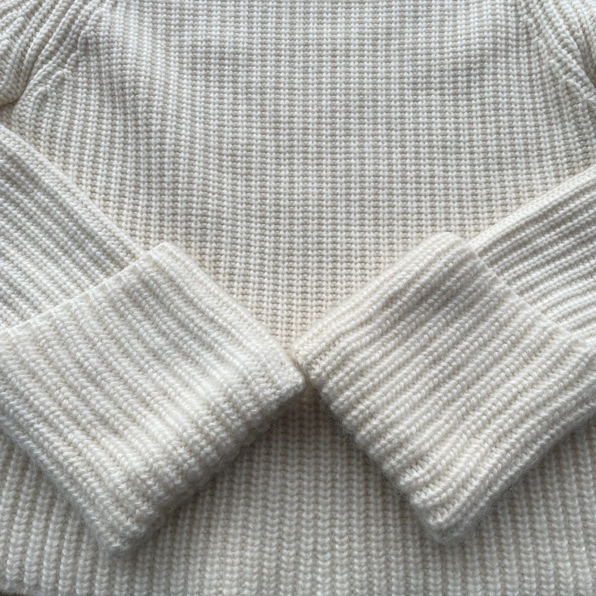 Moncler Moncler Women's Ribbed Cuffed Knit Sweater Ivory S Size S / US 4 / IT 40 - 3 Thumbnail