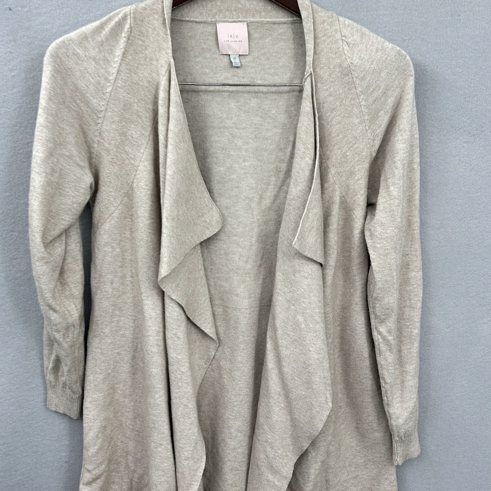 Vintage Laju Los Angeles Womens Cardigan Sweater M Beige Belted Draped Quiet Luxury Shirt/Top? Size M / US 6-8 / IT 42-44 - 4 Thumbnail